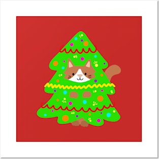 Christmas Tree Cat Posters and Art